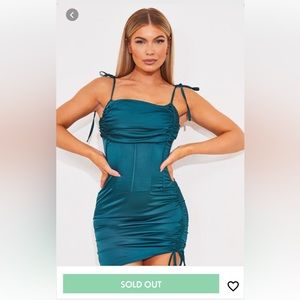 Selling my Pretty Little Thing green cowl neck corset dress. NWT. UK size 8